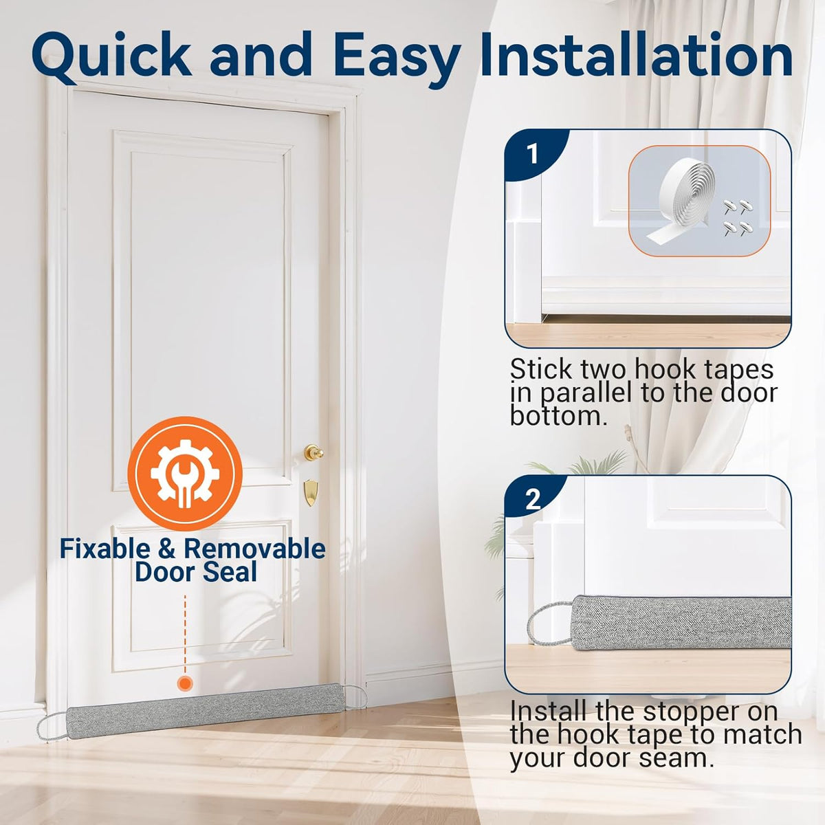 Door Draft Stopper for Bottom of Door, 36’’ Heavy Duty Under Door Draft Blocker Gap Filler, Door