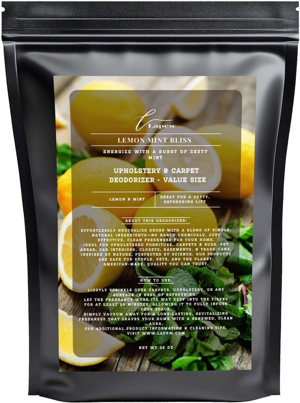Lemon Mint Bliss Carpet Freshener Powder Refill 36 oz | Powerful Odor Eliminator for Home |