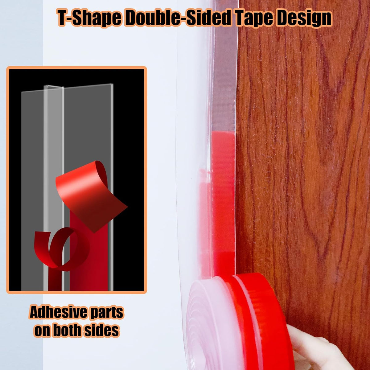 Orghtin T-Shaped Silicone Seal Strip, Clear Sealer Weather Stripping, 40Ft Door Draft Stopper