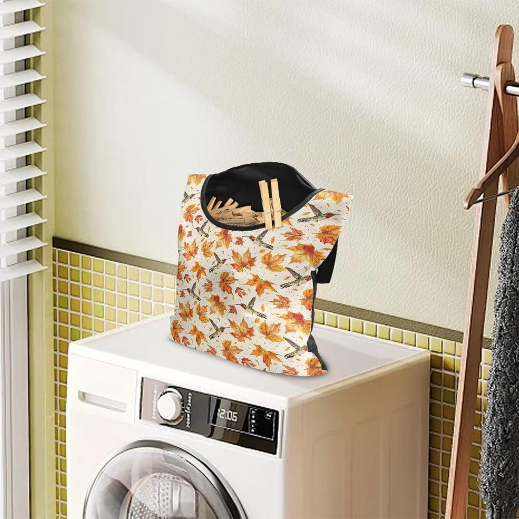 Maple Leaf Large Capacity 14.5 x 12 Inch Clothespin Bag with Hanging Hook Hummingbird Waterproof