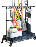 Mop and Broom Holder with Wheels - Keep Your Cleaning Tools Organized! (L)