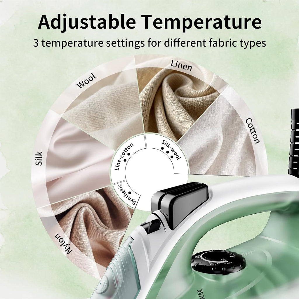 Martisan 2000W Powerful Steamer, Steam Iron for Clothes, Non-stick Soleplate, 4-in-1 Iron, Anti