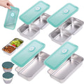 6 Pack Stainless Steel Snack Containers with Lids, 2-Compartment Bento Box, Lunch Box & Salad