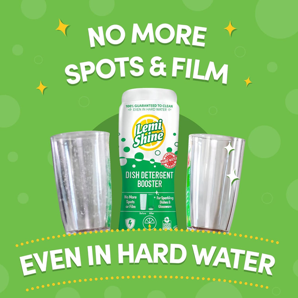 Lemi Shine Dish Detergent Booster, Hard Water Stain Remover, Multi-Use Citric Acid Cleaner 10 oz