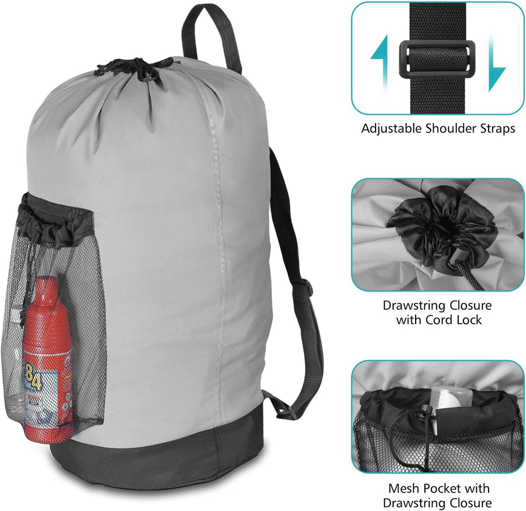 Dalykate Backpack Laundry Bag, Laundry Backpack with Shoulder Straps and Mesh Pocket Durable Nylon