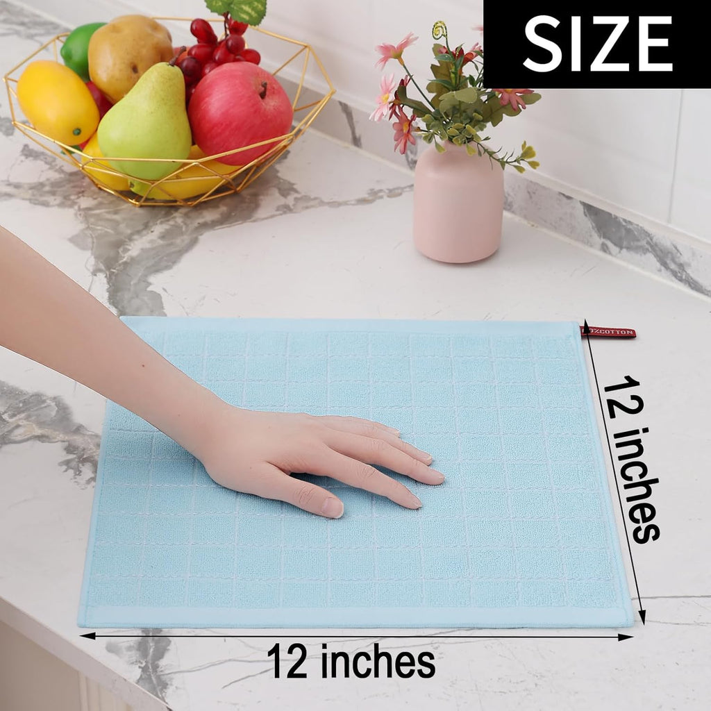 Homaxy 100% Cotton Terry Kitchen Dish Cloths, Ultra Soft and Absorbent Dish Towels for Kitchen