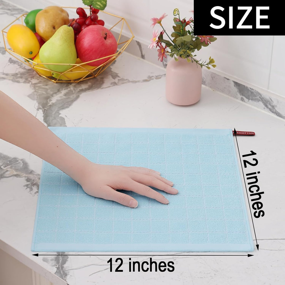 Homaxy 100% Cotton Terry Kitchen Dish Cloths, Ultra Soft and Absorbent Dish Towels for Kitchen