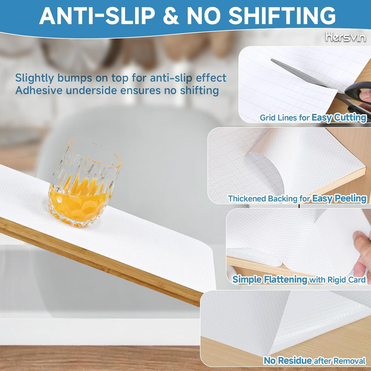 Shelf Liners 14 in x 20 ft Self-Adhesive EVA Drawer Mats, Cupboard Protector, Kitchen Cabinet