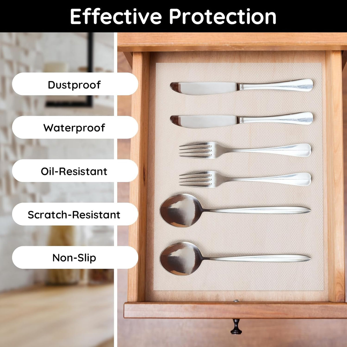 Kitchen Shelf Liner, 11.8" W x 118" L x 0.02" T, Cabinet Liners for Shelves Non Slip, Non-Adhesive
