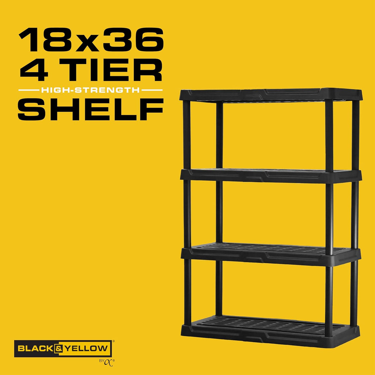 CX 4-Tier (53”H x 36”W x 18”D) Plastic Storage Shelving Unit (Black) 2 Pack, Heavy Duty, 150lbs Per