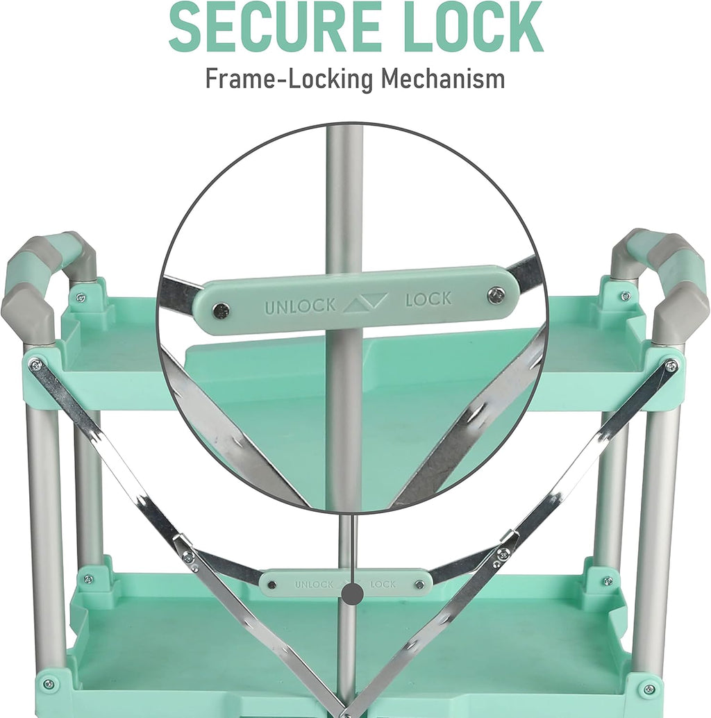 Olympia Tools 89-349 Pack-N-Roll Folding Collapsible Service Cart, 150LB Capacity, Teal