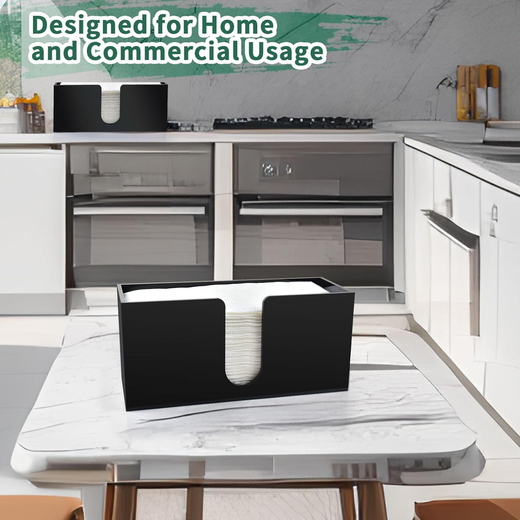 4Pack Black Acrylic Countertop Paper Towel Dispenser, Napkin Dispenser, Multifold Acrylic Paper