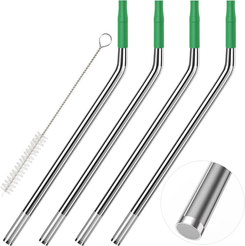 (4 Pack) Stainless Steel Straws Long Metal Straws with Cleaning Brush, Removable Filter, Size 8.26