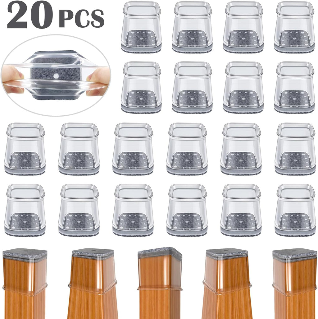 BUMACO Chair Leg Floor Protectors Square Chair Leg Protectors for Hardwood Floors Silicone Pads