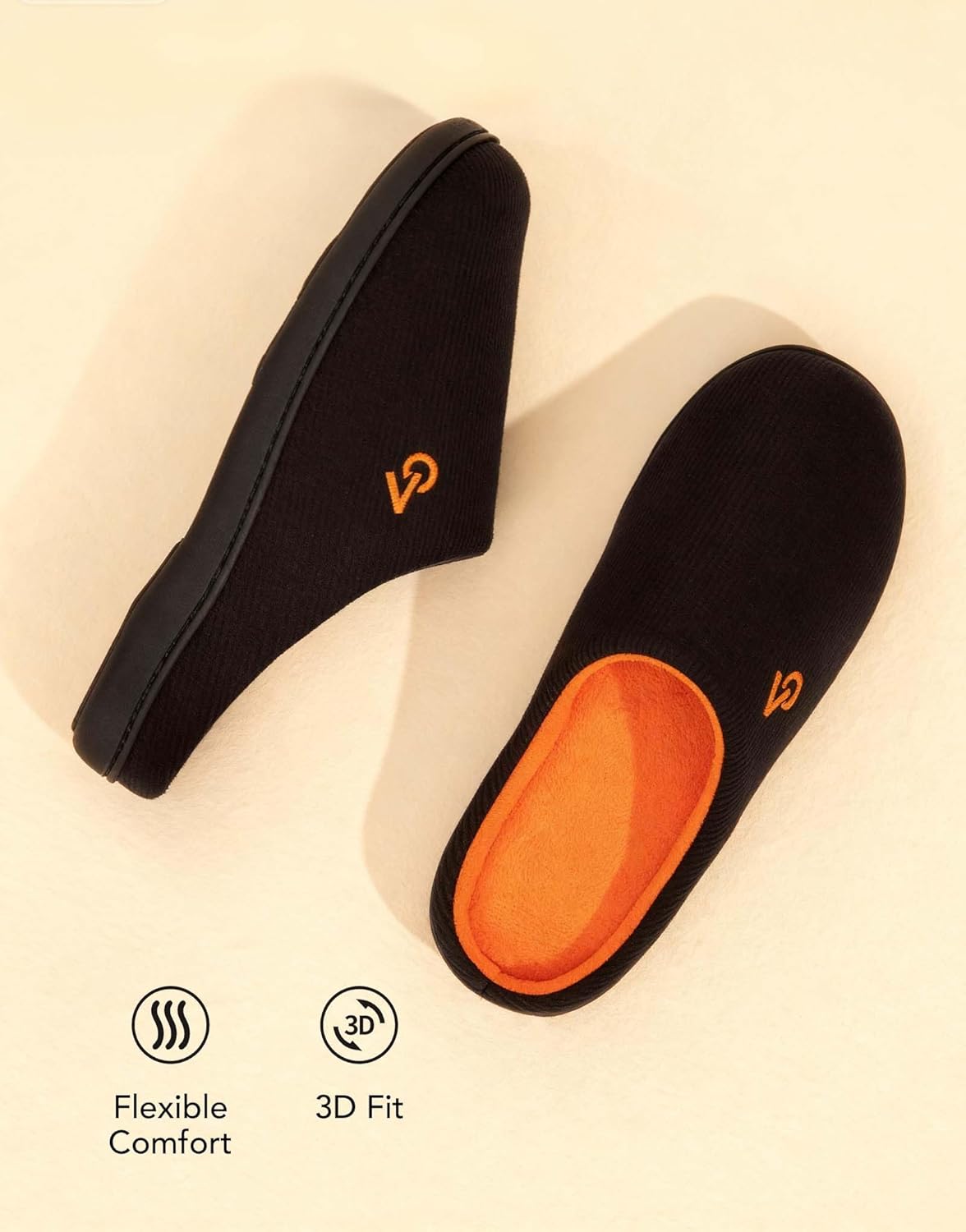 VeraCosy Men's Two-Tone Memory Foam House Slippers Indoor Outdoor Durable Rubber Sole