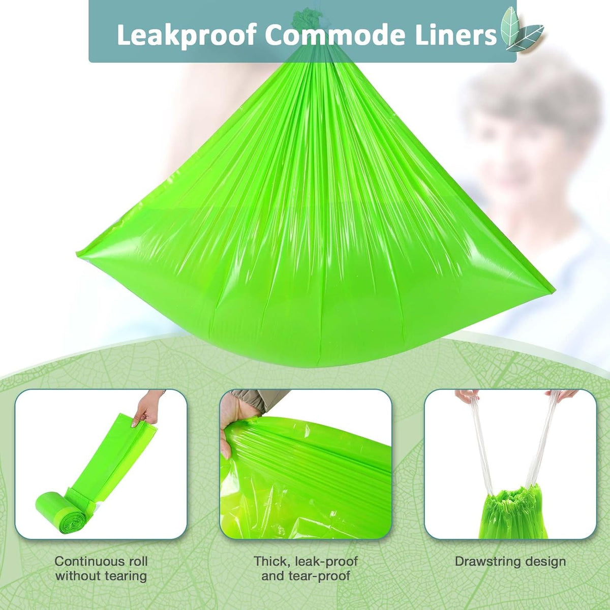 Commode Liners for Bedside Commode Vanilla Scented 100pcs Disposable Bags Universal Fit Most