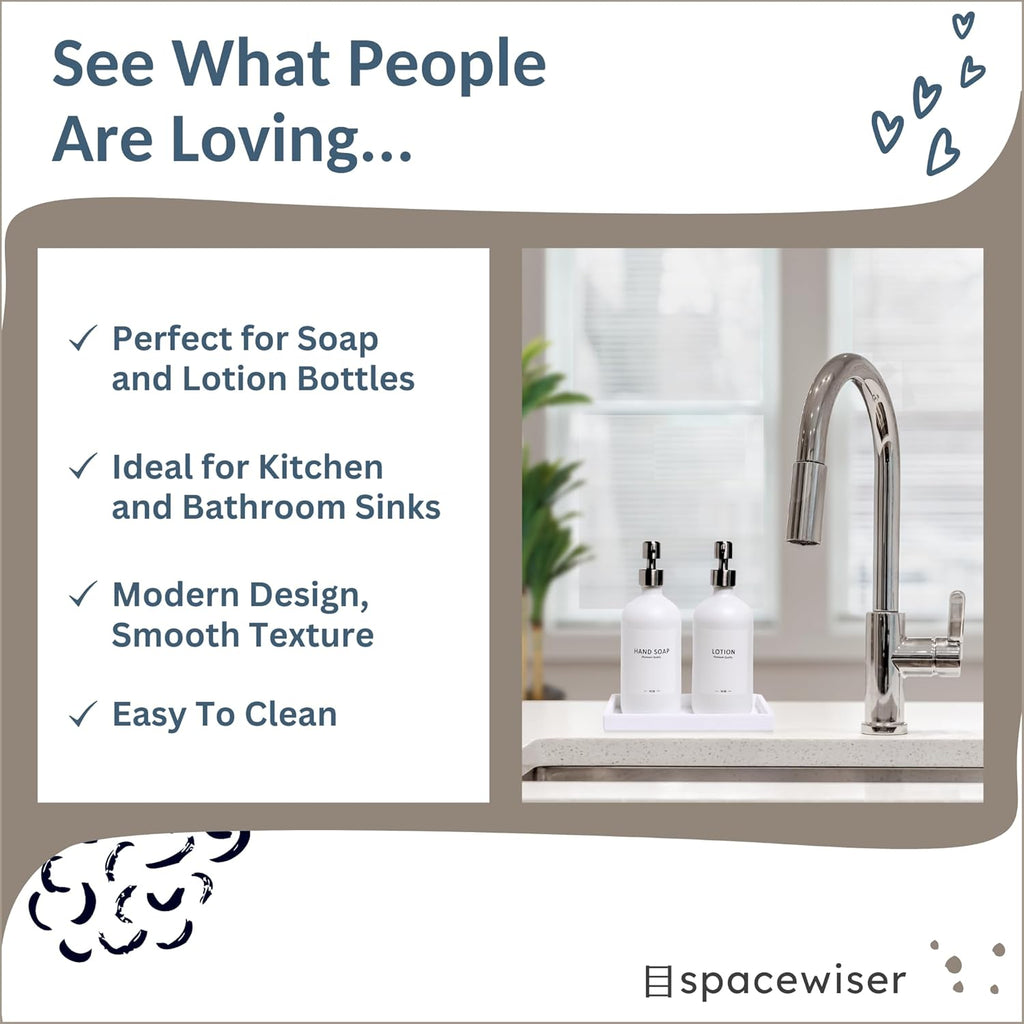 Countertop and Vanity Tray - Small 7.7” Silicone Tray for Soap Dispenser, Bathroom Trays, Dish Soap