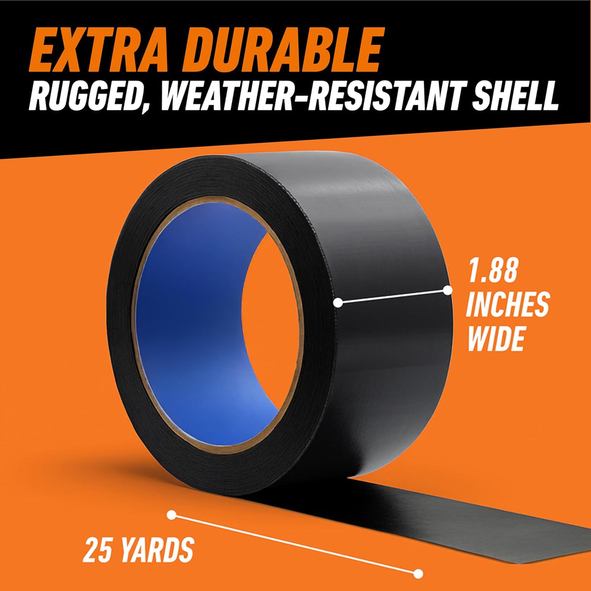 Gorilla All Weather Duct Tape, Black, 1.88" x 25 yd (Pack of 1) - UV and Temperature Resistant