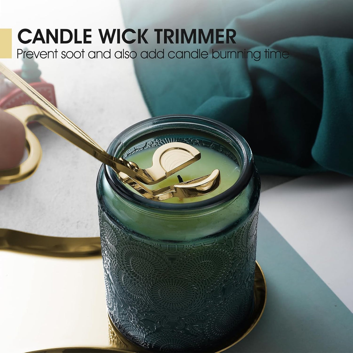 PATOISE 3 in 1 Candle Accessory Set, Candle Wick Trimmer Cutter Mini, Candle Snuffer, Candle Wick
