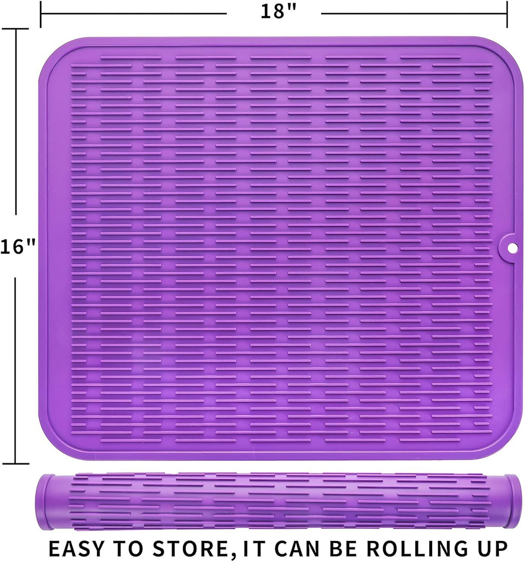 Silicone Dish Drying Mat for Multiple Usage,Easy clean,Eco-friendly,Heat-resistant Silicone Mat for