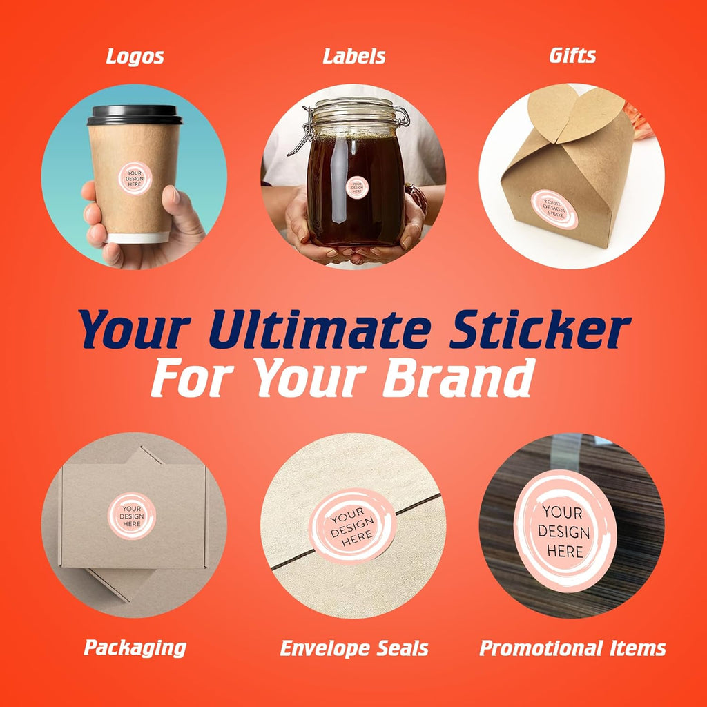 100 Custom Vinyl Stickers - Upload Your own Image, Text, Design, Logo - Personalized Logo Labels