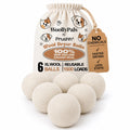 WoollyPals Dryer Balls (6-Pack, XL Size) - 100% New Zealand Wool - No More Dryer Sheets - Eco Dryer