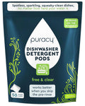 Puracy Dishwasher Pods, Natural Dishwasher Detergent, Free & Clear Dish tabs - Enzyme-Powered, Spot