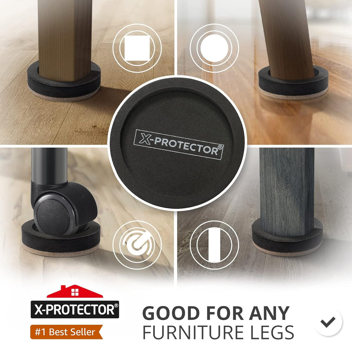 Felt Furniture Sliders for Hardwood Floors X-PROTECTOR 8 PCS 4 3/4” - Furniture Slider with Unique