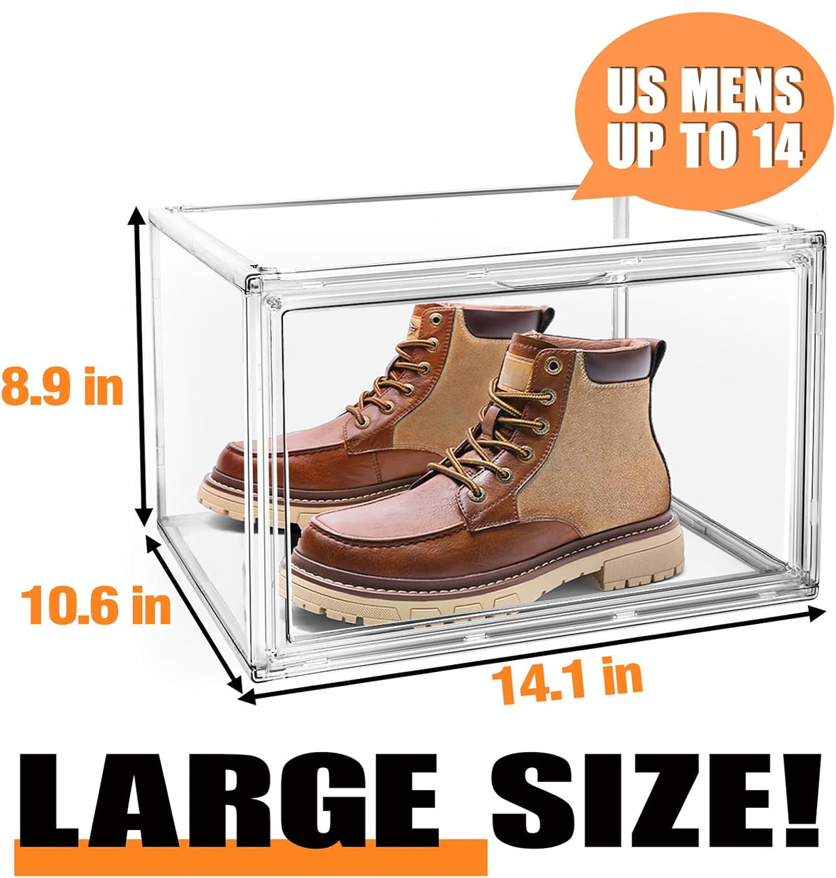 Acrylic Shoe Boxes Sneaker Storage for Sneakerheads Size 13 Clear Plastic Stackable Boot Shoe