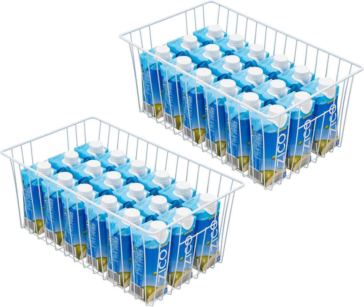 16Lx12Wx6H inch Wider Freezer Organizer Baskets Container, Refrigerator Metal Wire Storage Bins
