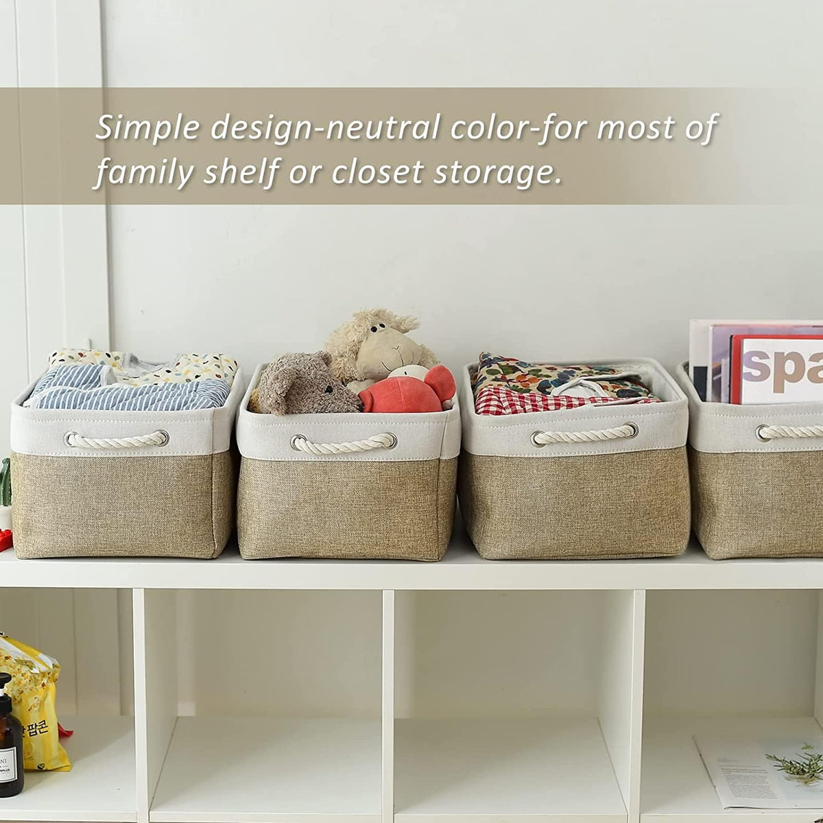 TcaFmac Storage Basket for Organizing - Large 4 Pack Fabric Storage Bins Baskets for Shelves
