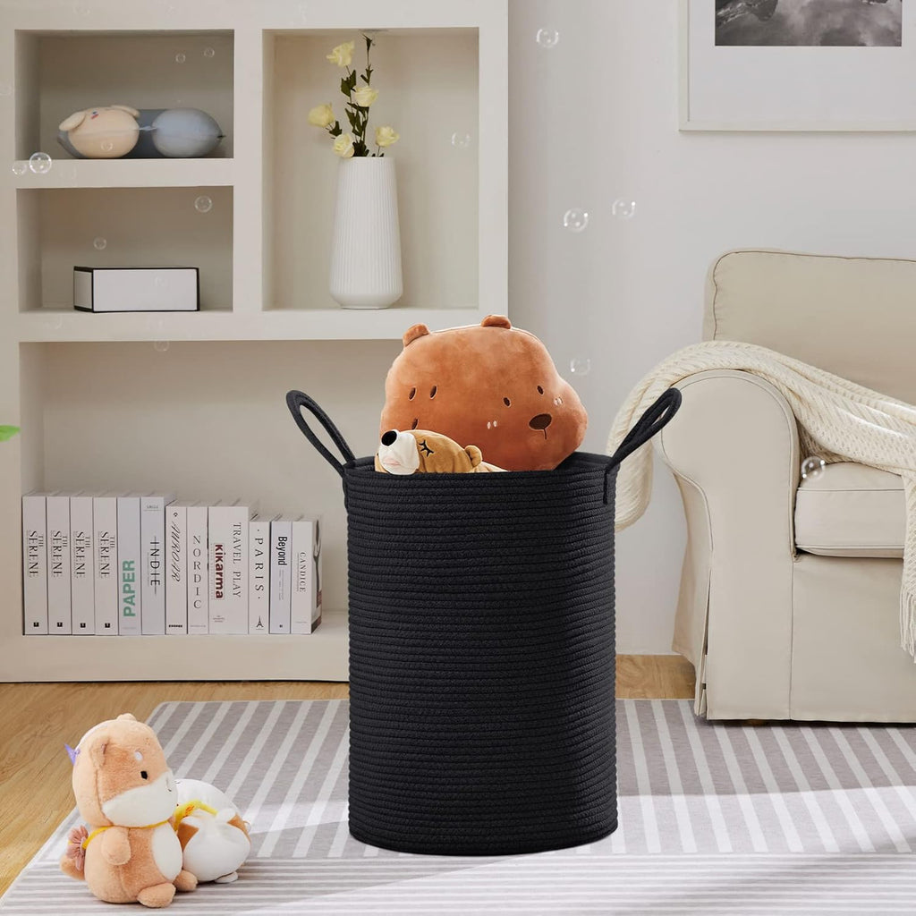 VIPOSCO Large Laundry Hamper, Tall Woven Rope Storage Basket for Blanket, Toys, Dirty Clothes in