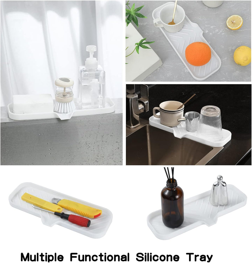 Silicone Bathroom Soap Dishes with Drain Spout-Bathroom and Kitchen Sink Organizer,Sponge