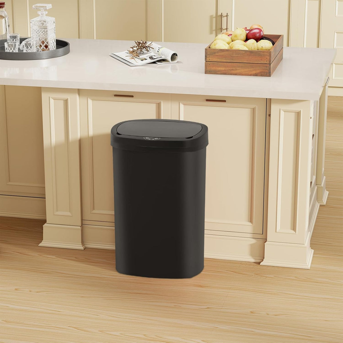 Automatic Motion Sensor Bathroom Trash Can with Lid, 13 Gallon Touchless Trash Bin, Smart Dog Proof