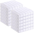 Homaxy 100% Cotton Terry Kitchen Towels(White, 13 x 28 inches), Checkered Designed, Soft and Super