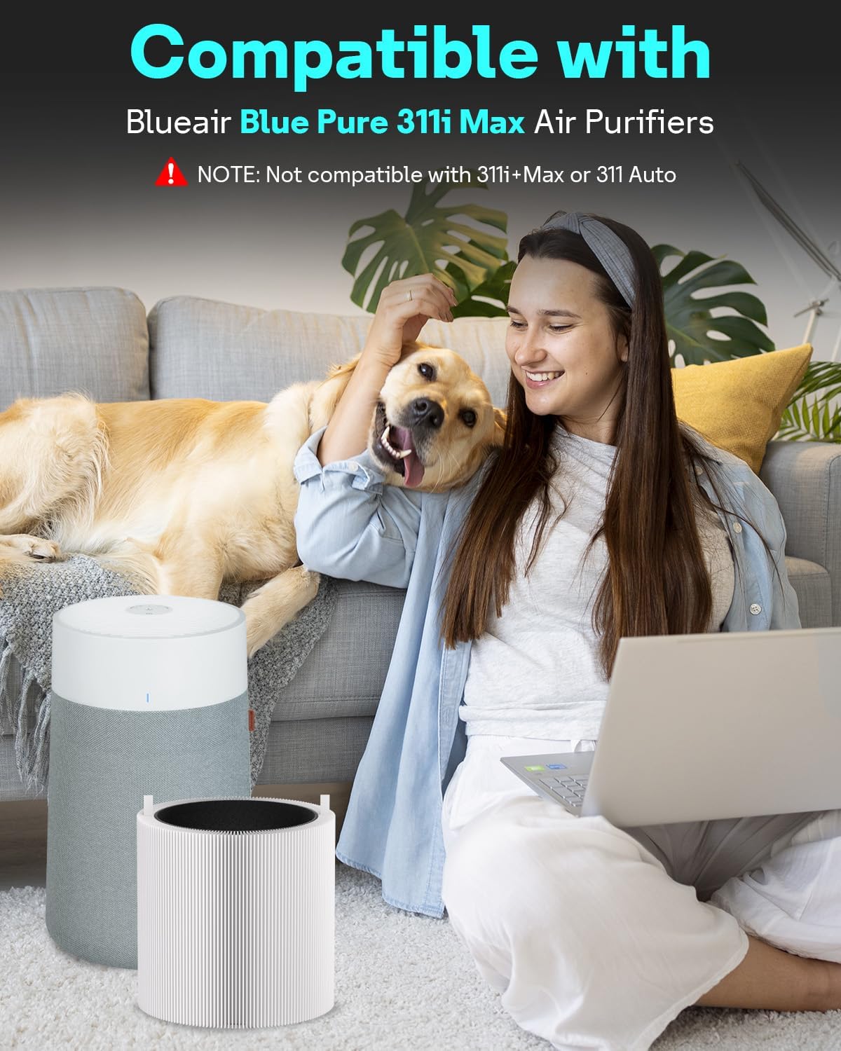 Leemone 2 Pack Blue Pure SmokeBlock 311i Max Replacement Filter Compatible with Blue Pure 311i Max