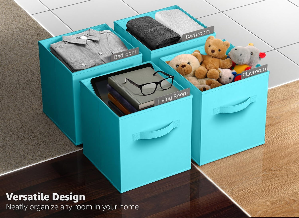 Sorbus 13 Inch Storage Bins - Sturdy Collapsible Fabric Storage Cubes with Handle - 8 Foldable