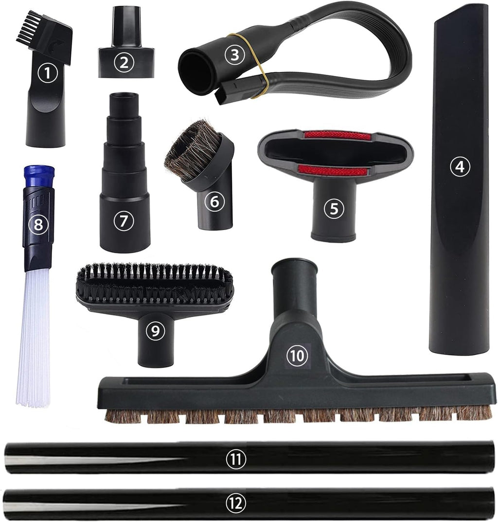 12 Pcs Universal Vacuum Attachments for Shop Vac Accessories, 1 1/4" to 2 1/2" Vacuum Cleaning