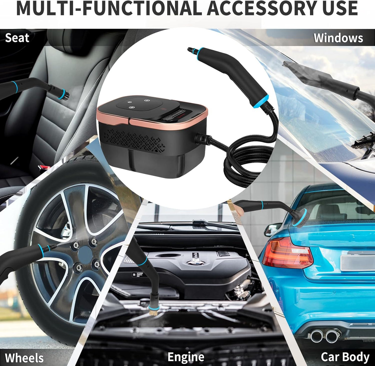 2500W Portable Handheld Steam Cleaner, High Temperature Pressurized Steam Cleaning Large Capacity