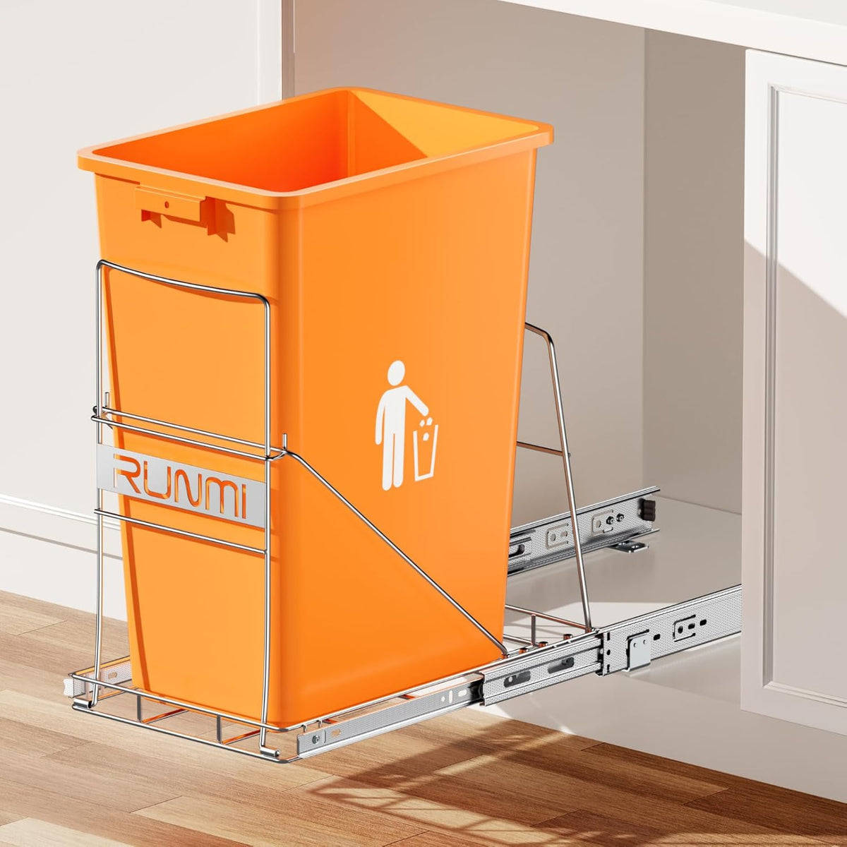 Pull Out Trash Can Under Cabinet，Heavy Duty Slide-Out Cabinet Kit, Adjustable Cabinet Trash Can
