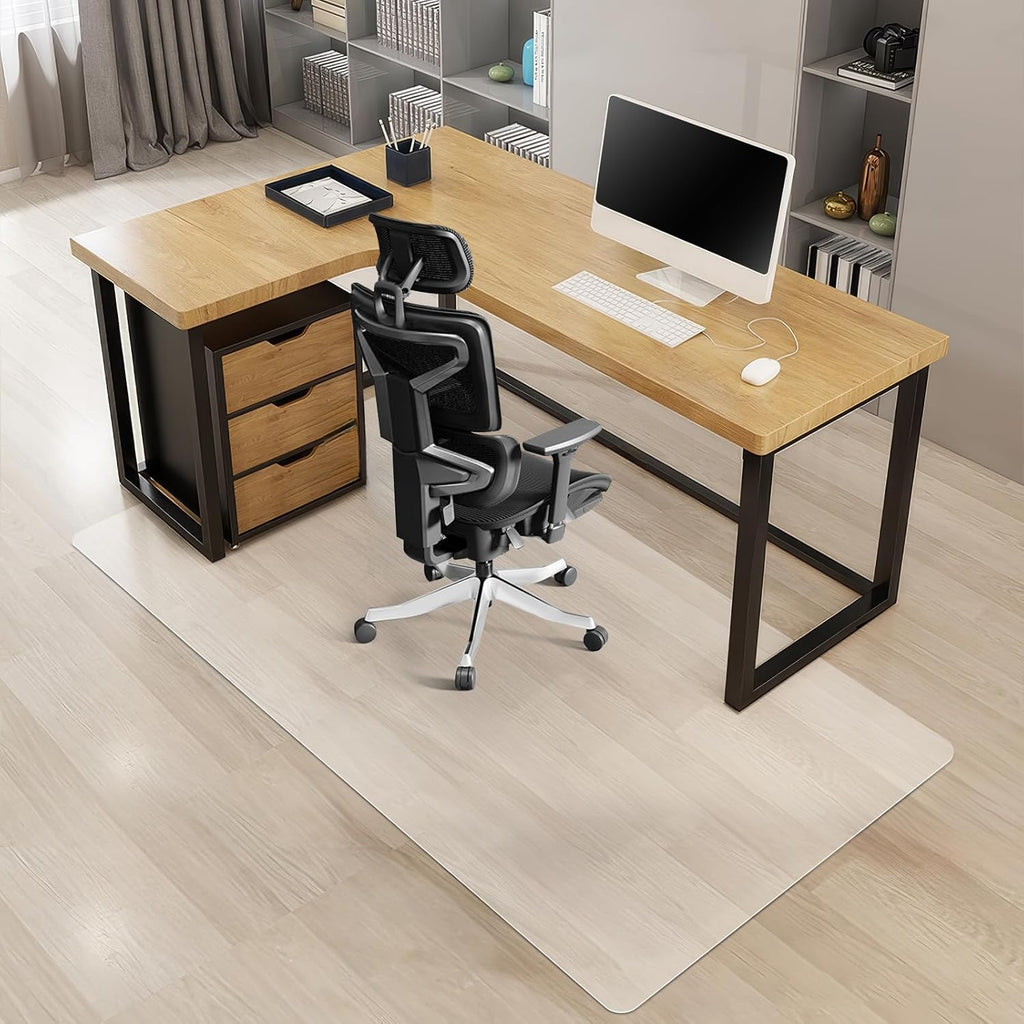 Kuyal Office Chair Mat for Hardwood Floor, 46'' x72'' Rectangle Transparent Desk Thick Durable