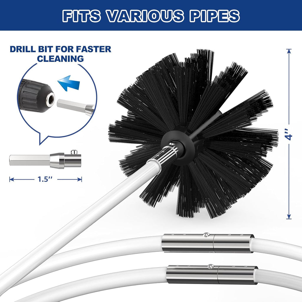 Sealegend 50 Feet Dryer Vent Cleaner Kit/Lint Remover/Fireplace Chimney Brushes/Upgraded Flexible