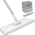 18" Professional Microfiber Mop Floor Cleaning System, Flat Mops with Stainless Steel Handle, 4