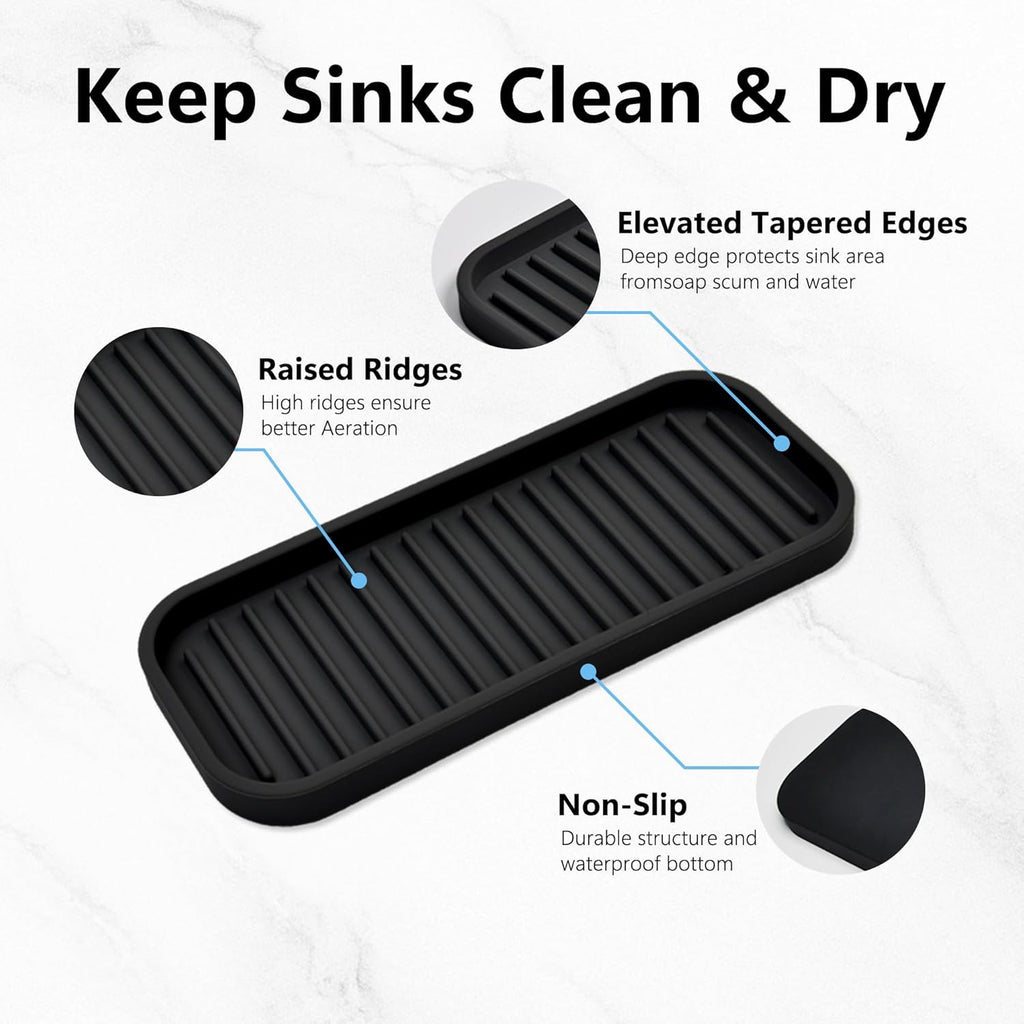 Silicone Sponge Holder Kitchen Sink Organizer Tray Dish Caddy Soap Dispenser, Scrubber Spoon