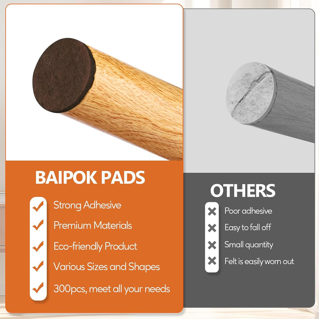 Furniture Pads Felt Pads 300 Pieces Huge Pack Furniture Felt Pads, Self Adhesive Anti Scratch Floor