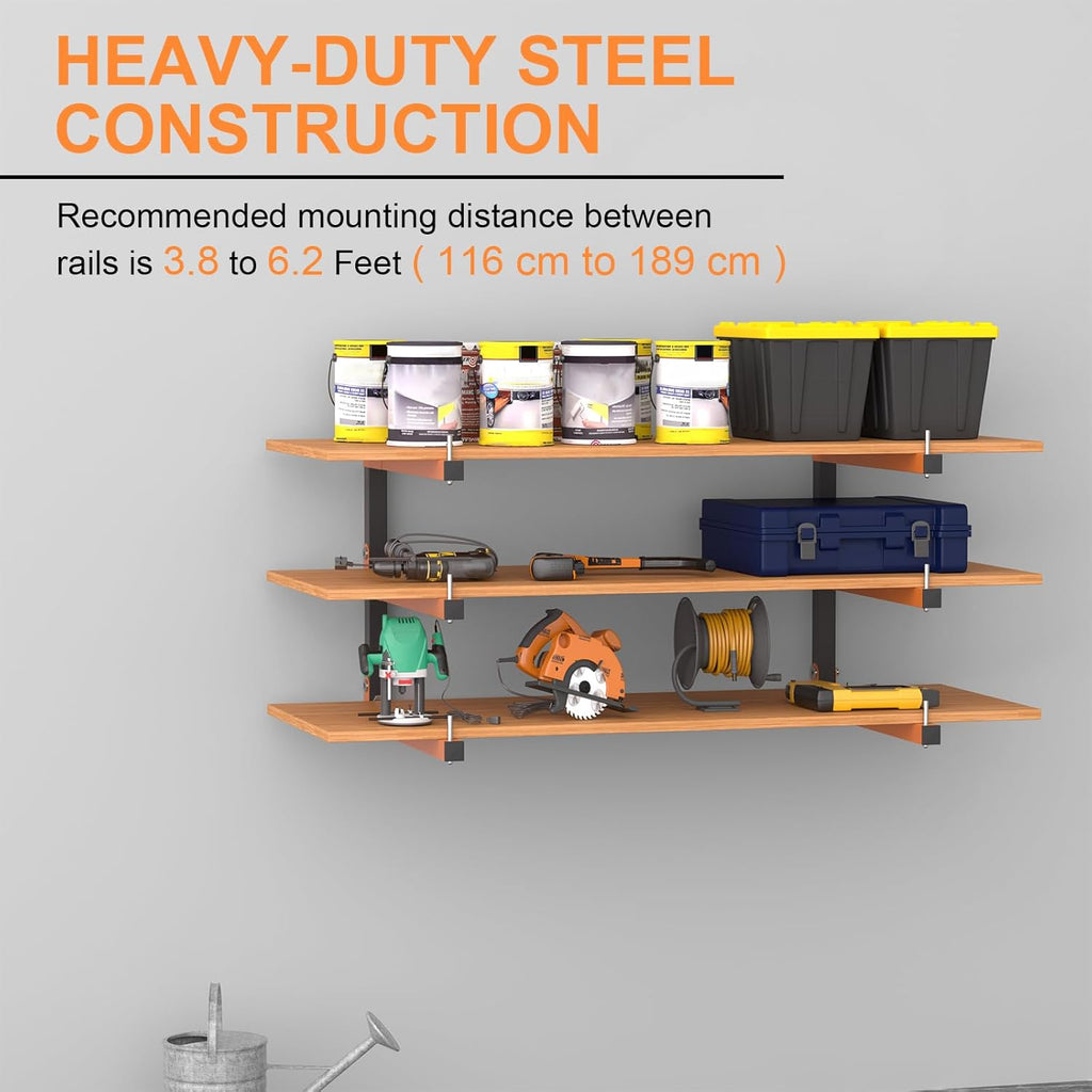 2 Pack Lumber Storage Rack, Wall Mount Wood Storage Racks, Heavy Duty 3-Level System Lumber Metal