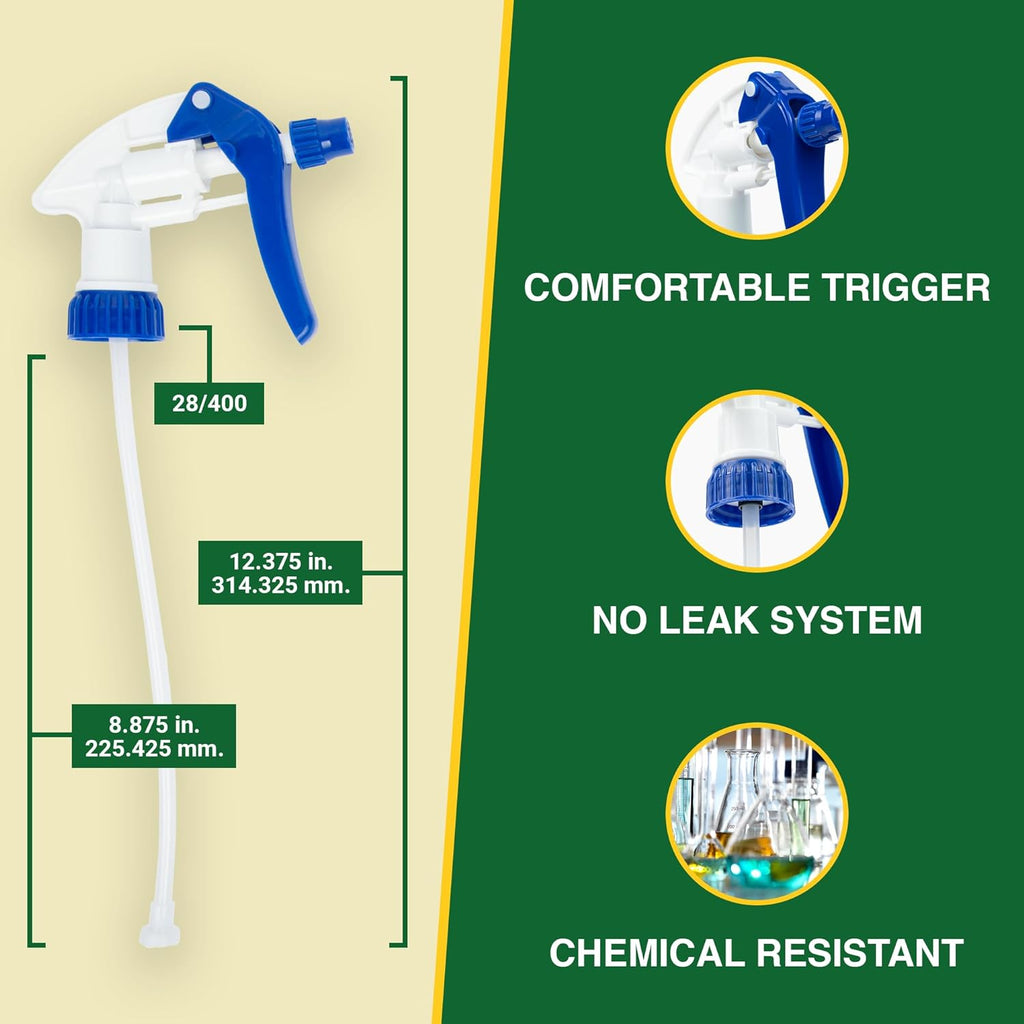 Heluva Green Spray Bottle Nozzle Replacement, Bottle Tops Only - Sprayer Nozzle Triggers for Heavy