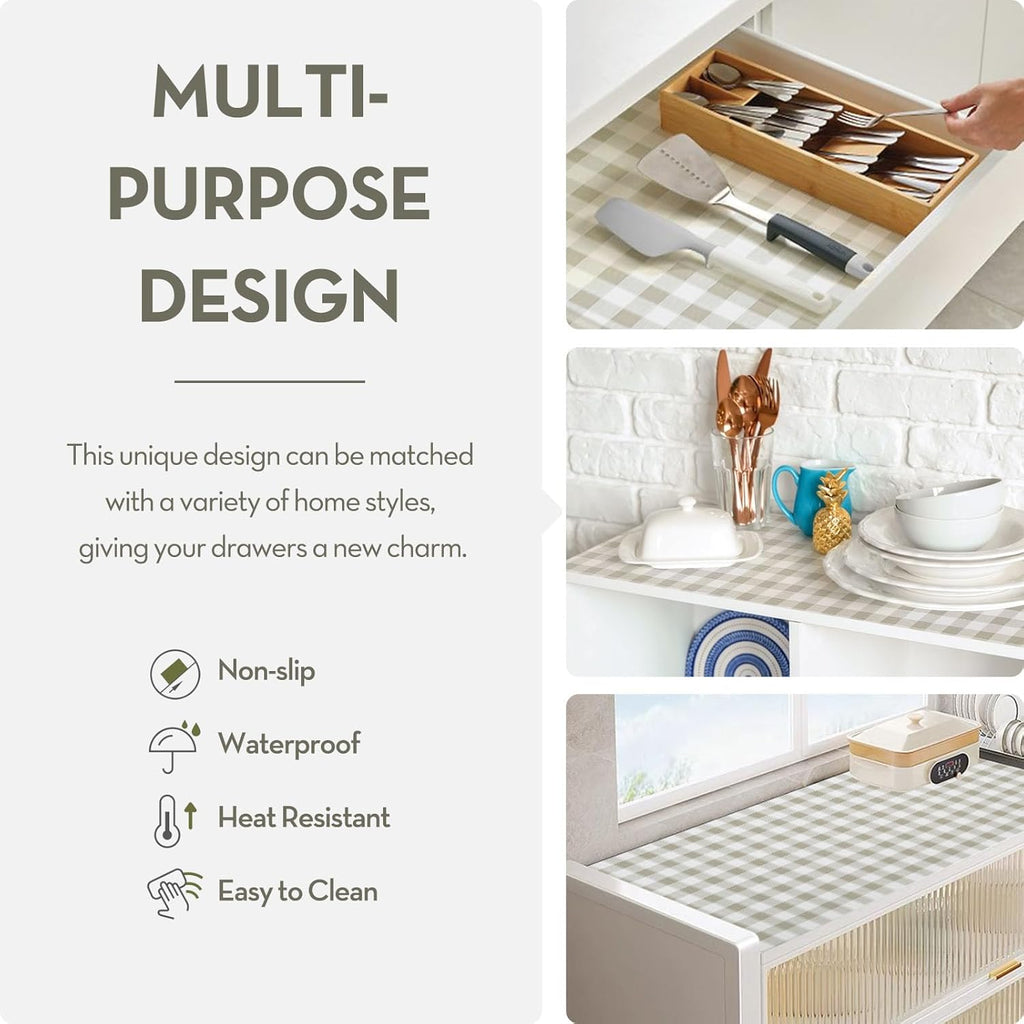 Drawer Shelf Liner for Kitchen Cabinet Liner Non-Adhesive Non-Slip Shelf Thick Strong Grip
