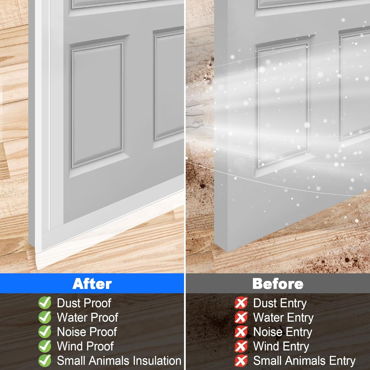 ToLanbbt Weather Stripping Silicone Door Seal Strip 3 in x 20 ft Door Draft Stopper Self Adhesive