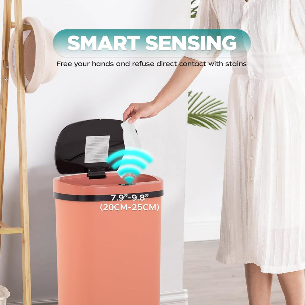 Automatic Motion Sensor Bathroom Trash Can with Lid, 13 Gallon Touchless Trash Bin, Smart Dog Proof
